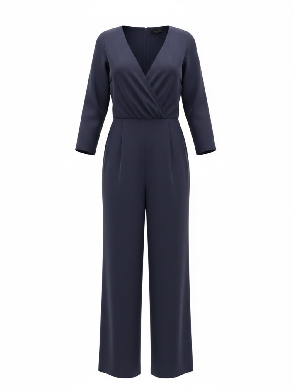 V-Neck Navy Wrap-Front Jumpsuit